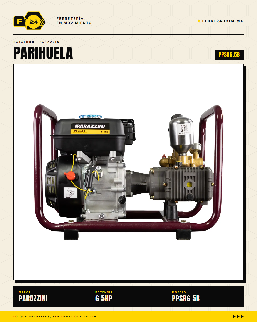 Aspersora Motorizada Parazzini 6.5 HP — Bomba Membrana para Herbicidas y Fungicidas · sec_001