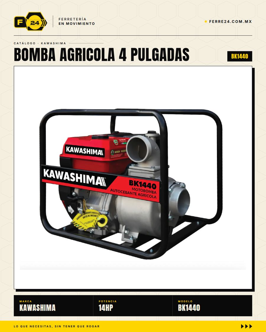 Motobomba Kawashima BK1440 — 4" · 14 HP · 85 m³/h · sec_001