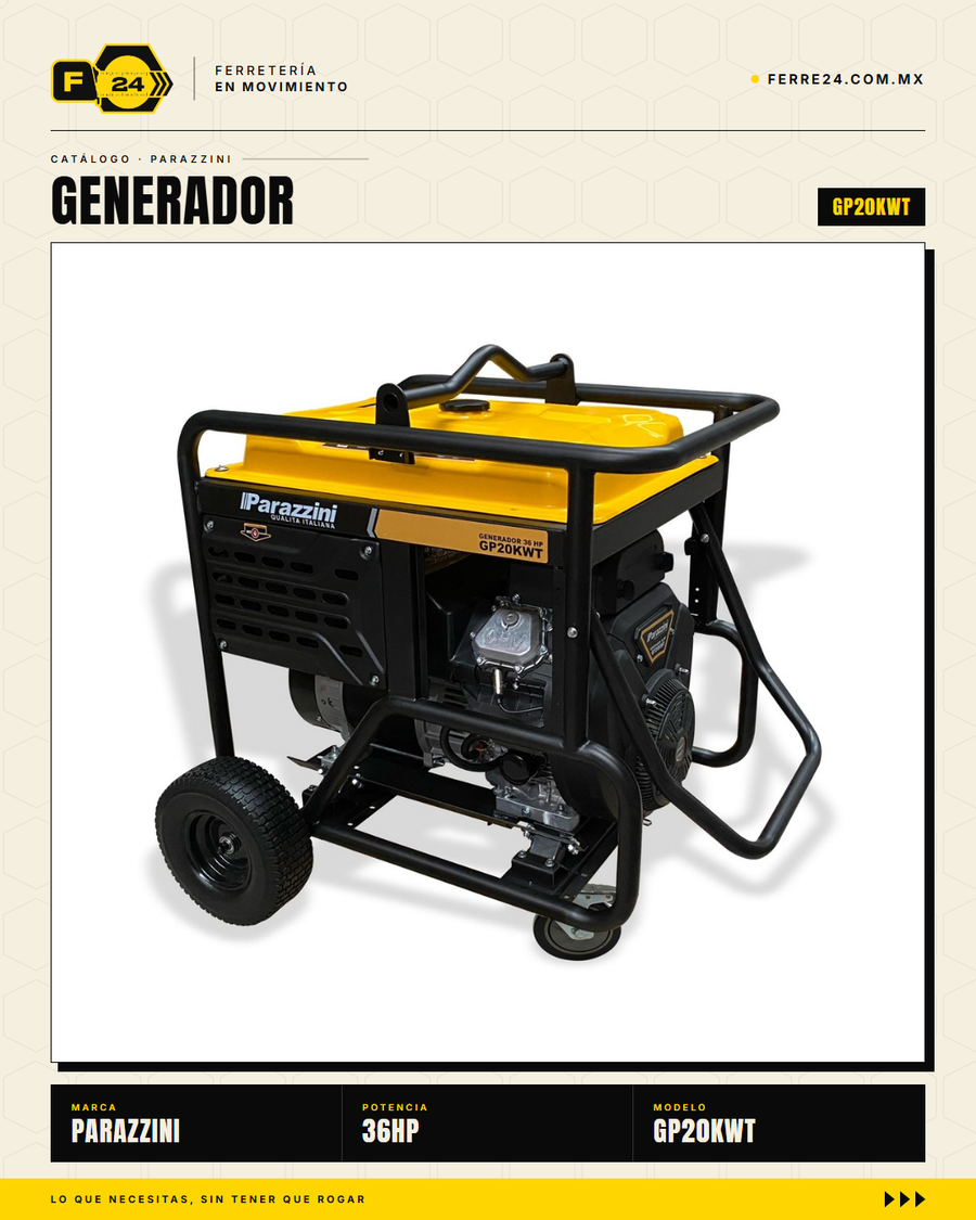Generador Parazzini 20 kW Gasolina V-Twin 36 HP — GP20KWT · sec_001