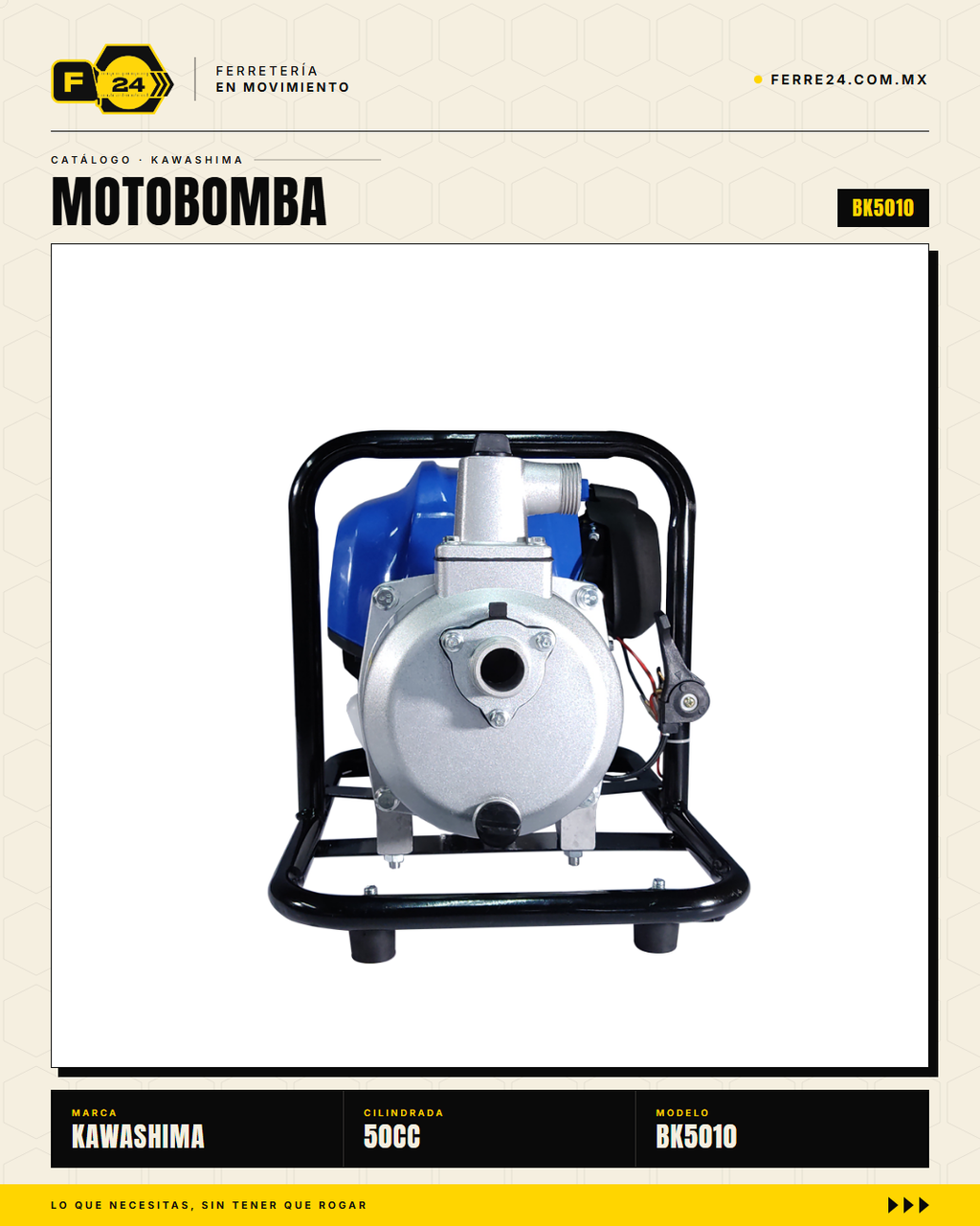 Motobomba Kawashima BK5010 50 cc — 1", 11 kg · sec_001