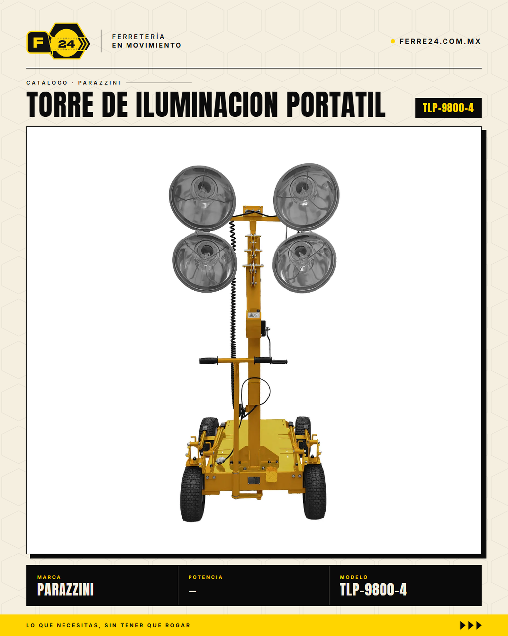 Torre de Iluminación Parazzini TLP-9800-4 — 4 x 1000W Haluro Metálico · sec_001
