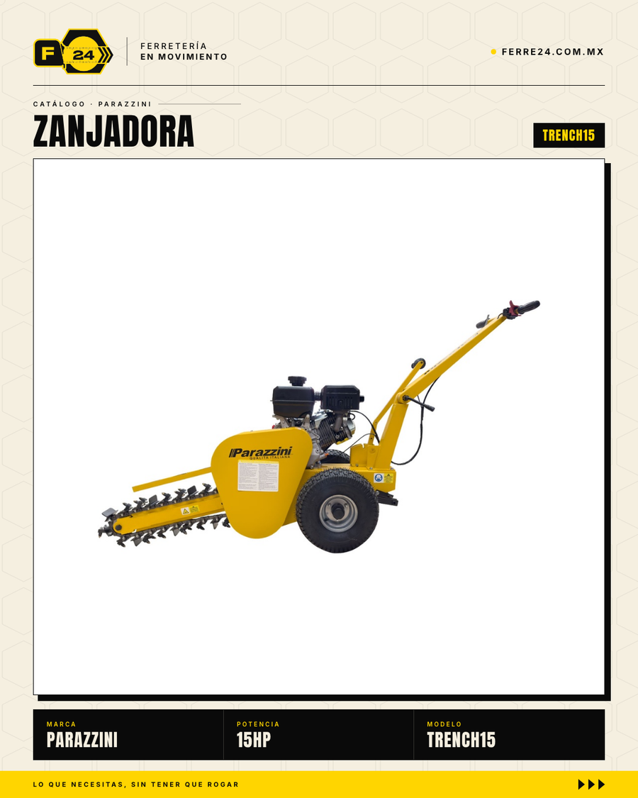 Zanjadora Parazzini TRENCH15 — Motor 15 HP con doble filtro de aire · sec_001
