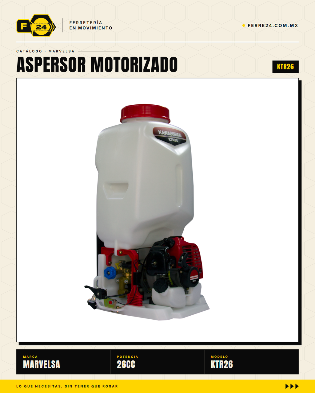 Kawashima KTR26 — Aspersor Motorizado 26 cc con Bomba Rompeolas y Tanque 22 L · sec_001
