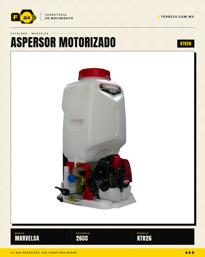 Kawashima KTR26 — Aspersor Motorizado 26 cc con Bomba Rompeolas y Tanque 22 L