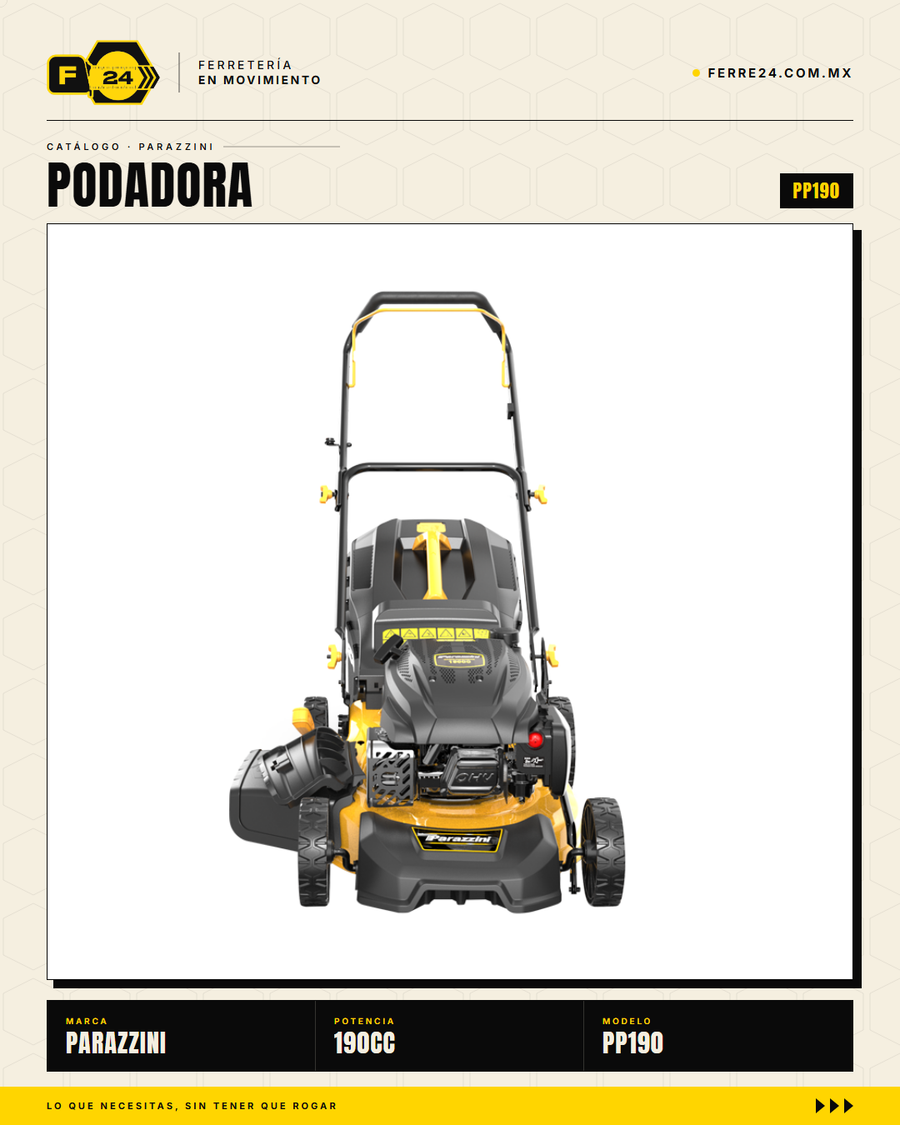Podadora a Gasolina 190cc Parazzini Pro PP190 — Corte 21" y Bolsa 65L · sec_001