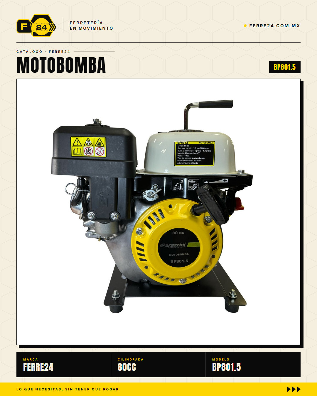 Motobomba Autocebante 80 cc — 1.5", 14 kg · sec_001