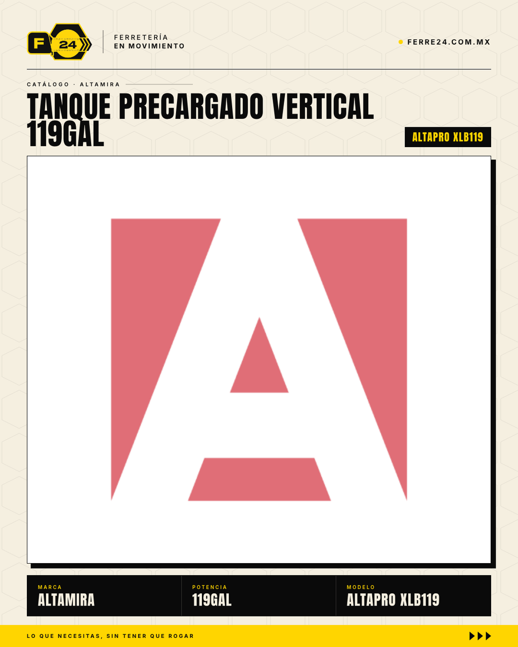 Tanque Precargado Vertical ALTAMIRA PRO 119 Galones — Garantía 6 Años · sec_001