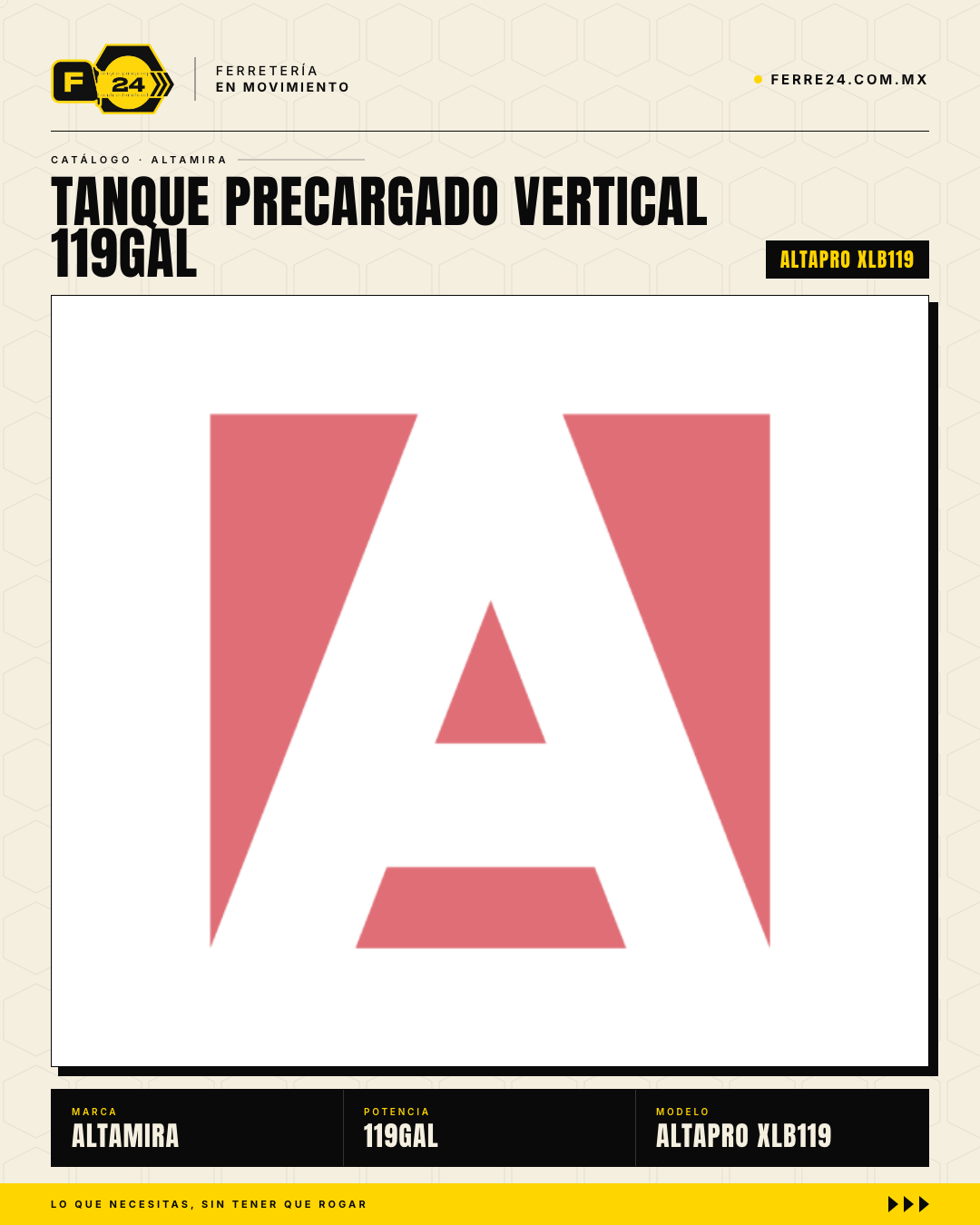 Tanque Precargado Vertical ALTAMIRA PRO 119 Galones — Garantía 6 Años · sec_001