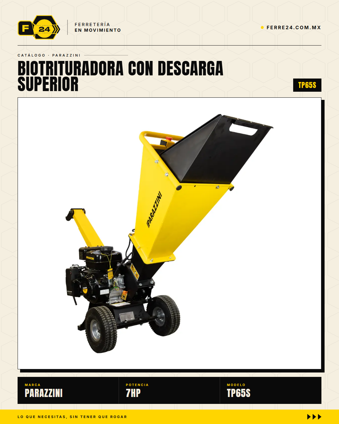 Biotrituradora Parazzini 7 HP — Corte de 2", Descarga Superior · sec_001