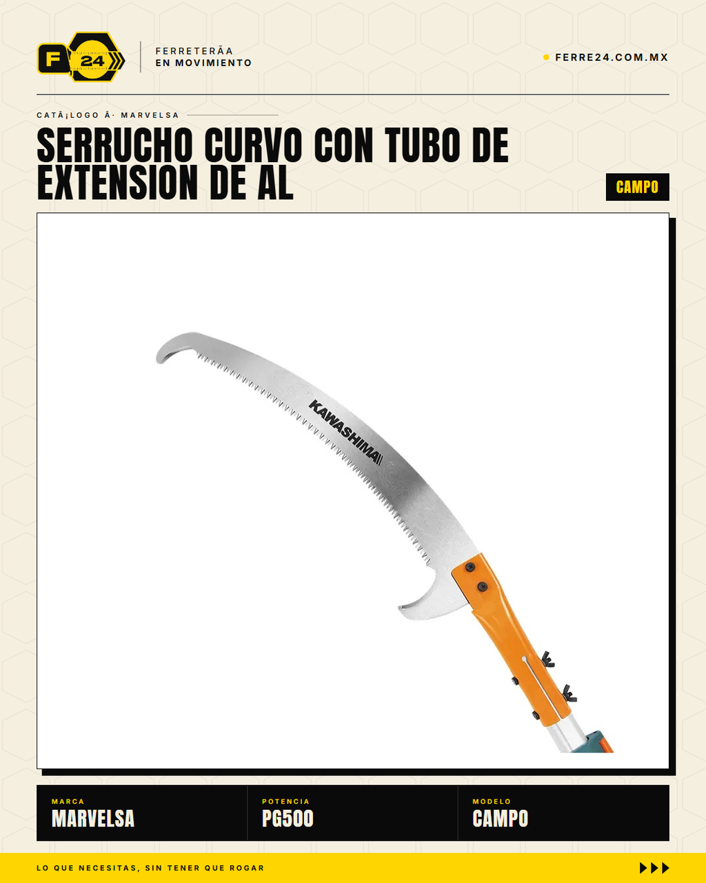 Kawashima PG500 — detalle hoja curva de acero templado