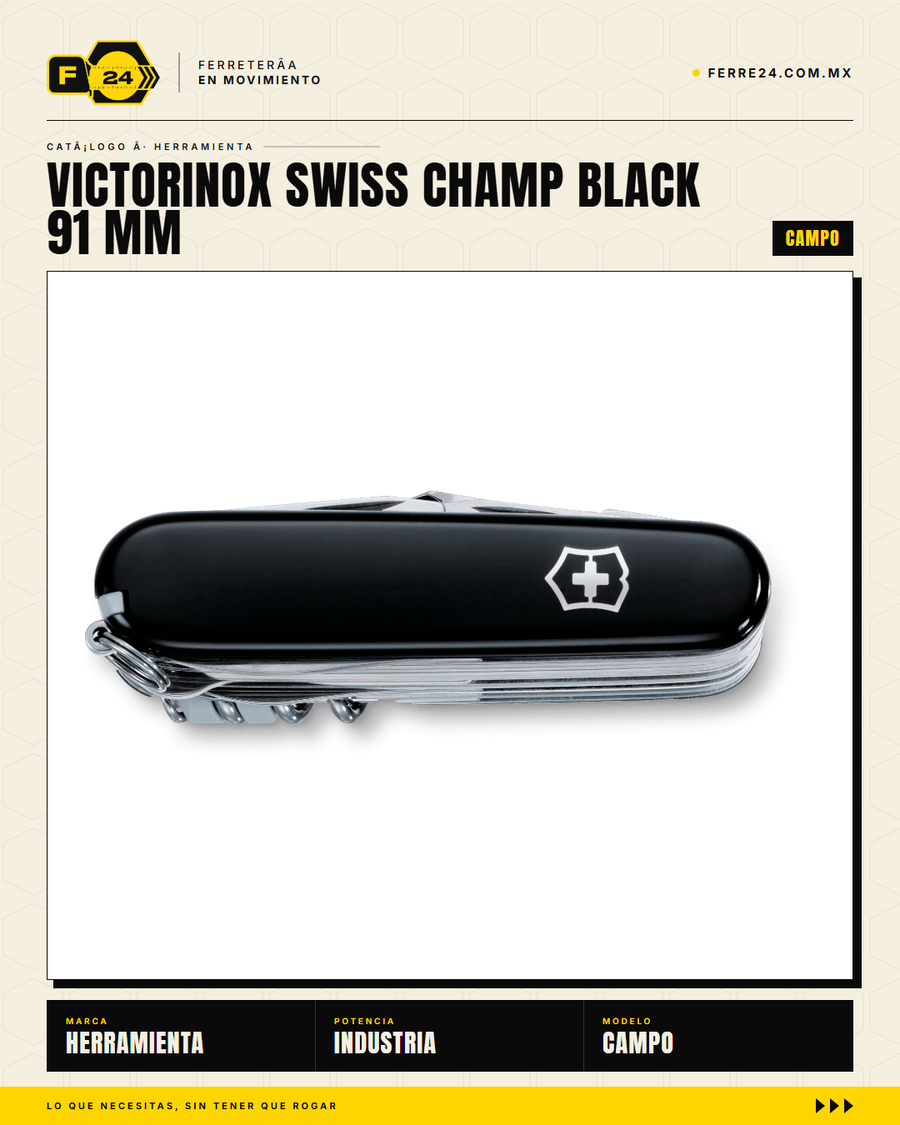 Victorinox Swiss Champ 91mm Negro — Navaja Multiusos 33 Funciones — vista 001