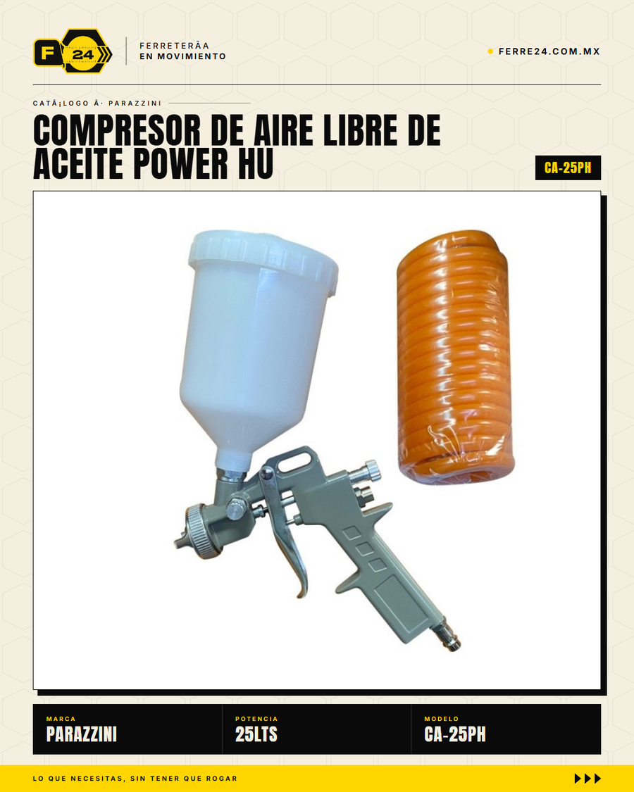 Compresor Power Hunt COMPHKIT25L — panel y manómetros