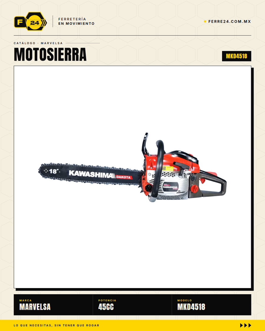 Motosierra Kawashima Dakota 45cc — Barra 18 pulgadas · sec_001