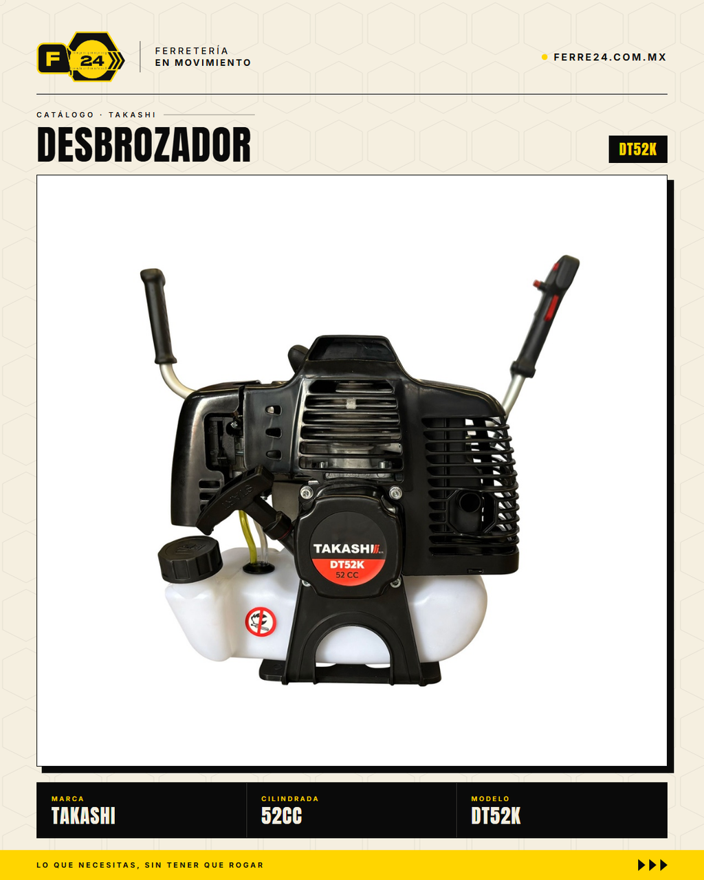 Desbrozadora Takashi DT52K 52 cc — Eje Entero, Kit Completo · sec_001
