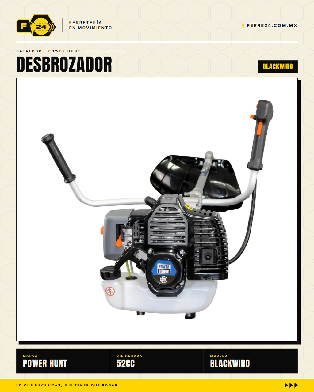 Desbrozadora Power Hunt BLACKWIRO 52 cc — Eje Entero · sec_001