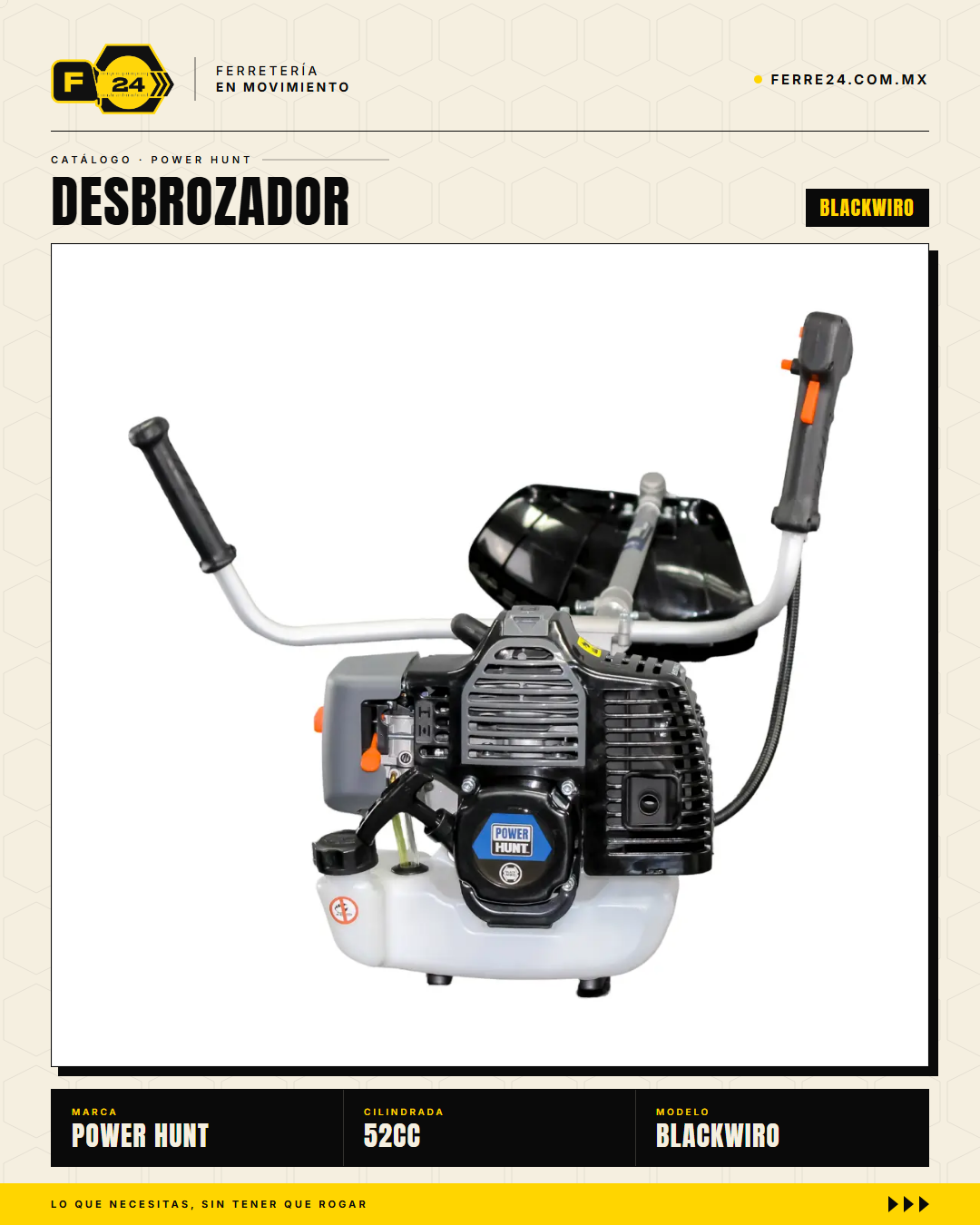 Desbrozadora Power Hunt BLACKWIRO 52 cc — Eje Entero · sec_001