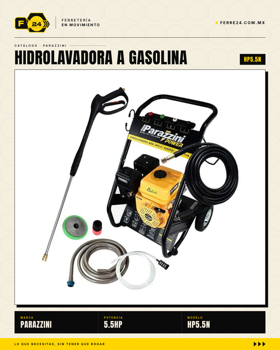 Hidrolavadora a Gasolina Parazzini HP5.5 — 2,200 PSI / 5.5 HP / 4 Tiempos · sec_001_hp55_main