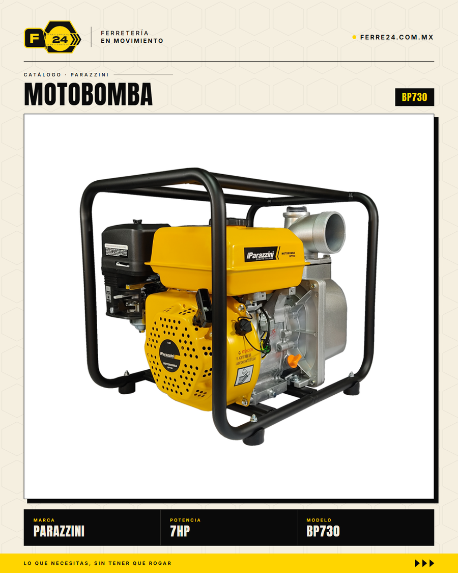 Motobomba Autocebante a Gasolina 7 HP 3" Parazzini BP730 · sec_002
