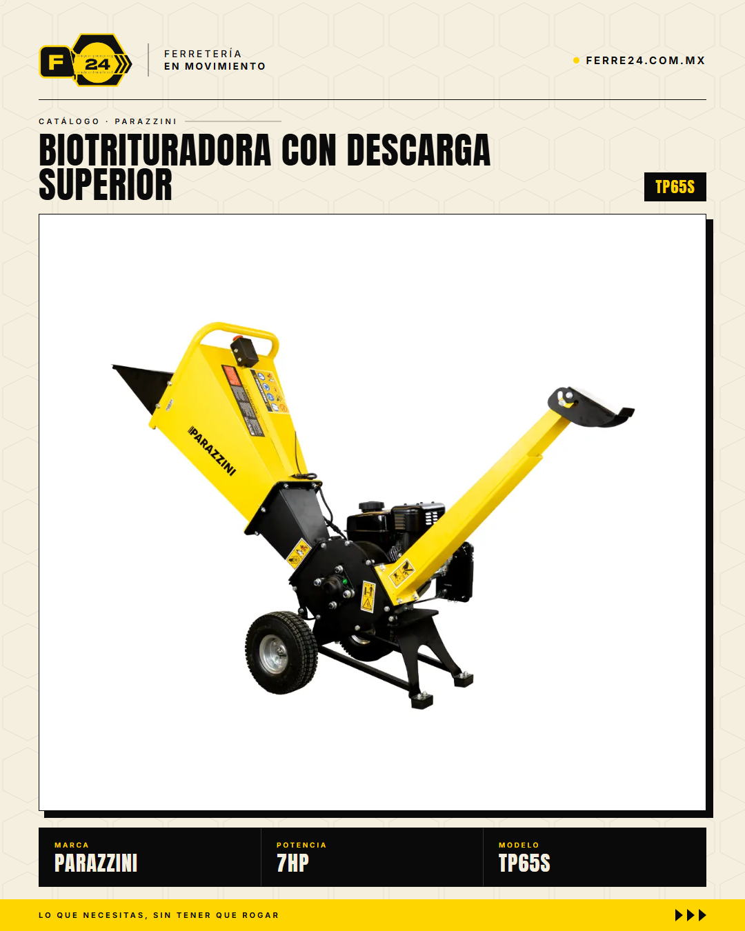 Biotrituradora Parazzini 7 HP — Corte de 2", Descarga Superior · sec_002