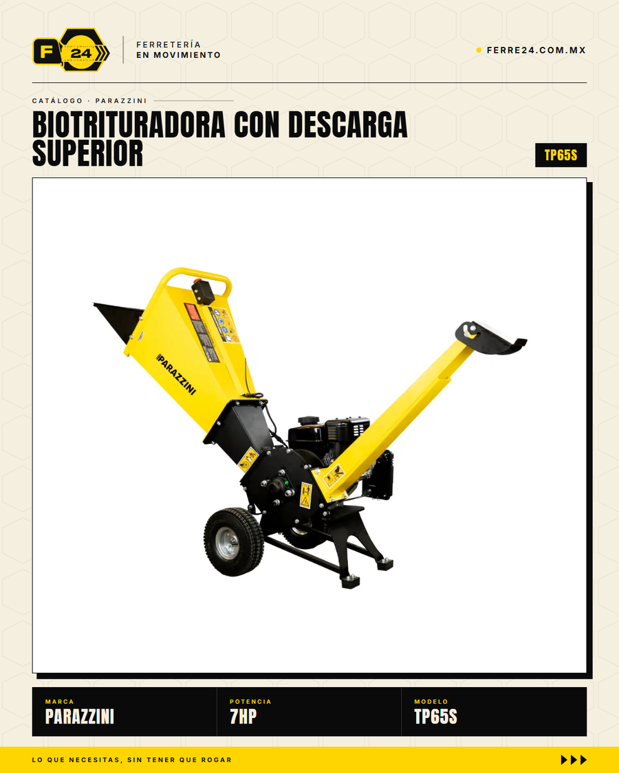 Biotrituradora Parazzini 7 HP — Corte de 2", Descarga Superior · sec_002