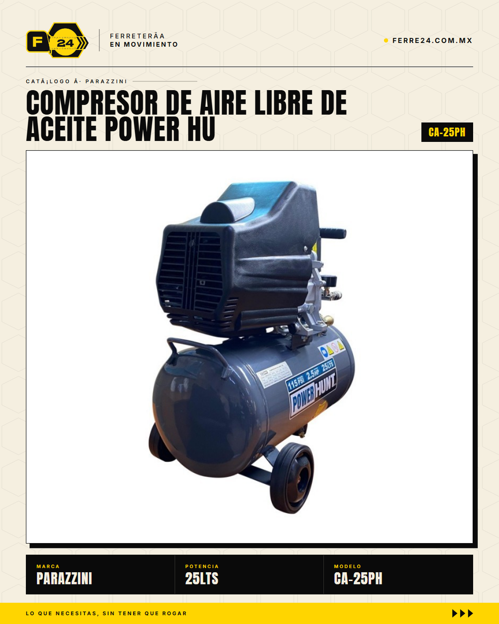 Compresor Power Hunt 25L — kit incluido