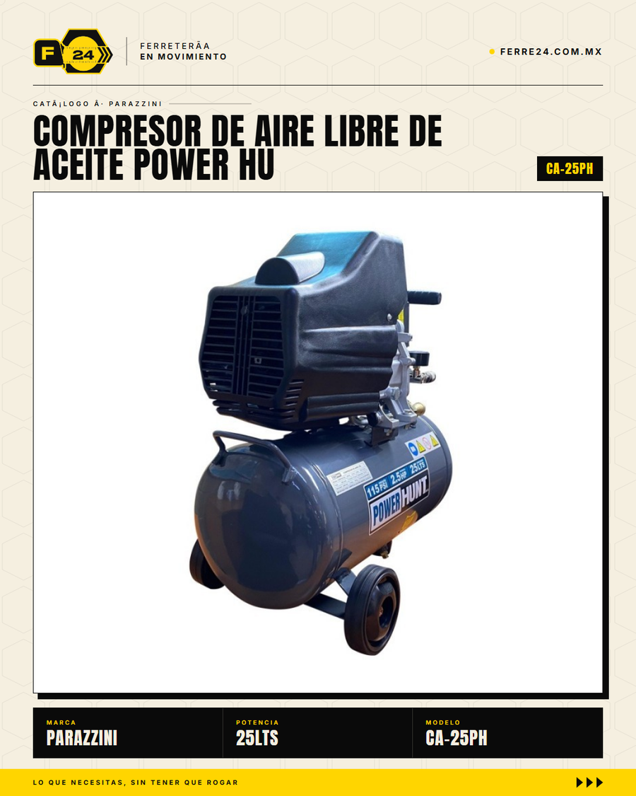 Compresor Power Hunt 25L — kit incluido
