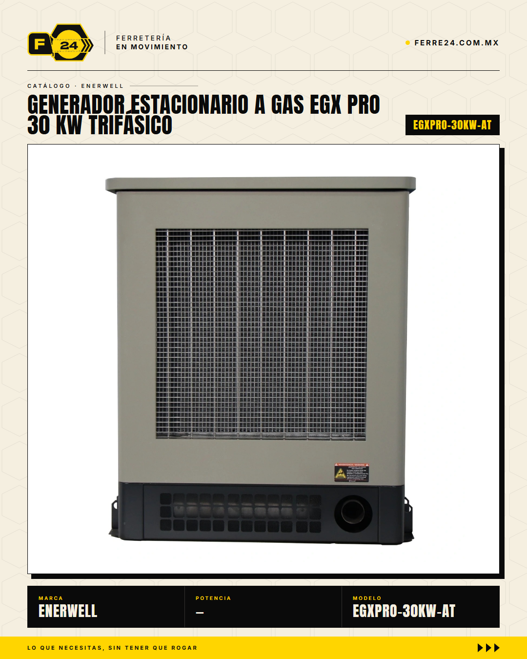 Generador Estacionario a Gas 30 kW — EGX PRO, Trifásico · sec_002