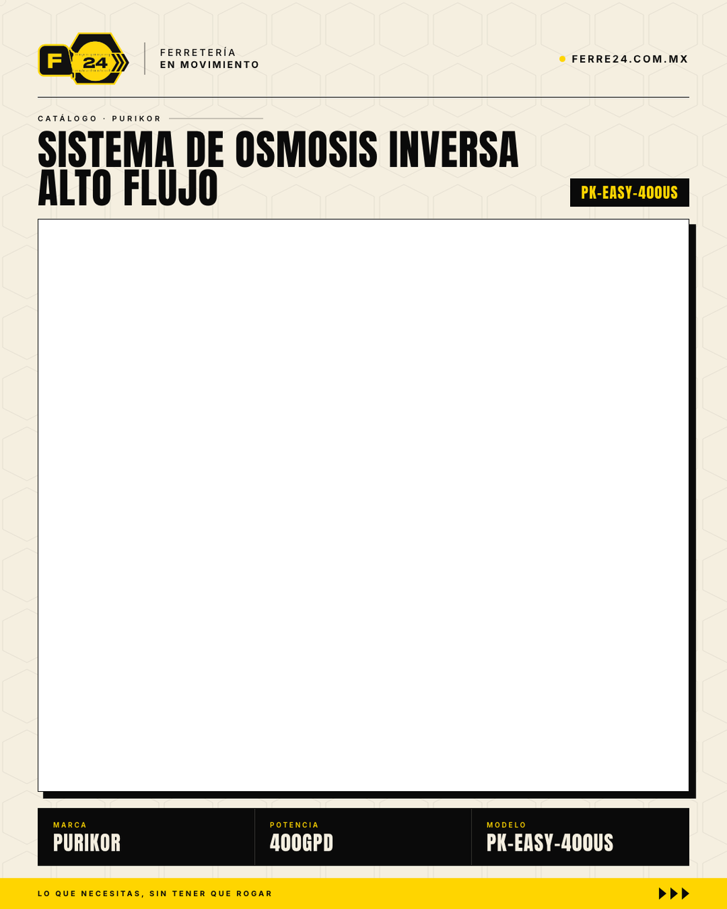 Sistema de Ósmosis Inversa 400 GPD PURIKOR — Compacto sin Tanque · sec_002