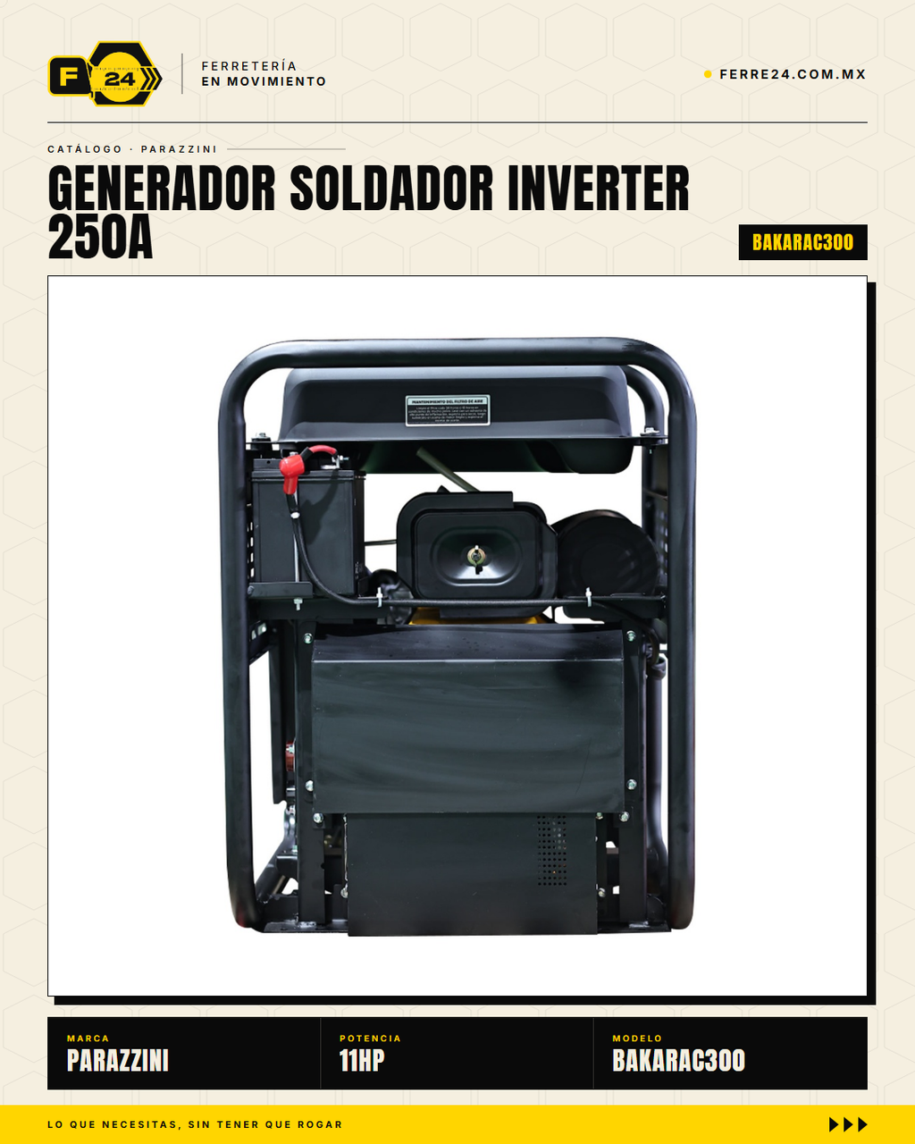 Parazzini BAKARAC300 — Generador Soldador Inverter 250A Gasolina · sec_002