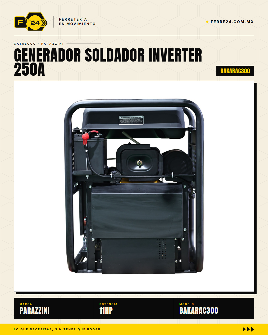 Parazzini BAKARAC300 — Generador Soldador Inverter 250A Gasolina · sec_002