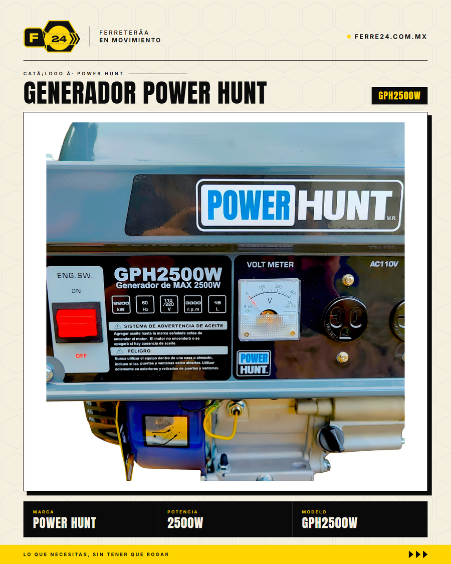 GPH2500W — motor 4T OHV arranque manual