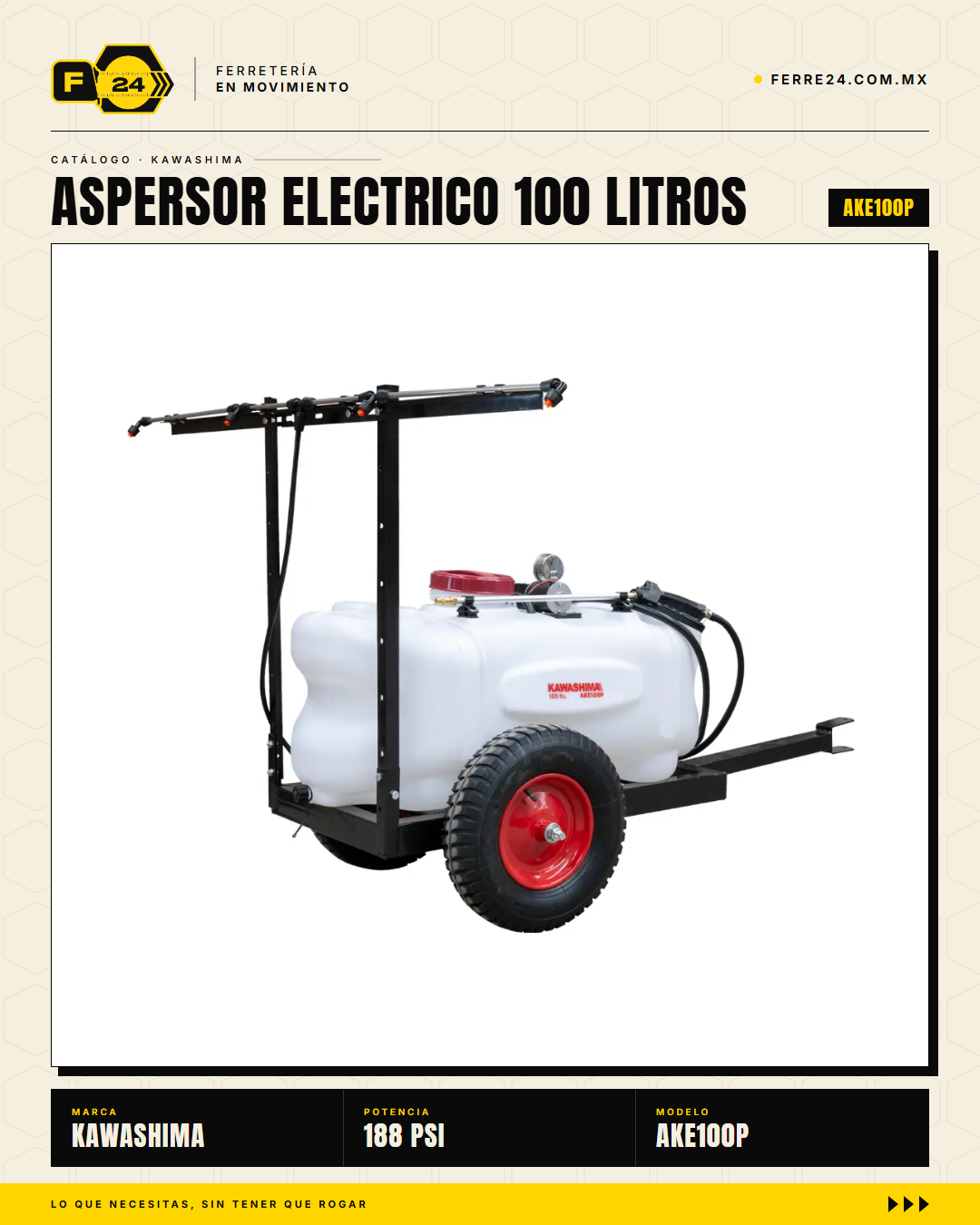 Kawashima AKE100P — Aspersor Eléctrico de Remolque 100 L · sec_002