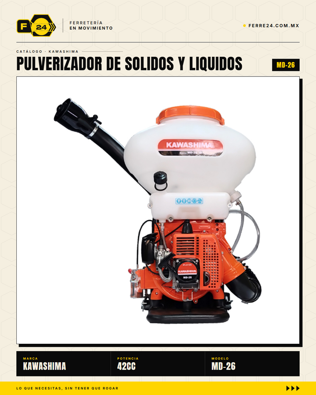 Pulverizador Kawashima 42 cc — Sólidos y Líquidos, Tanque de 26 L · sec_002