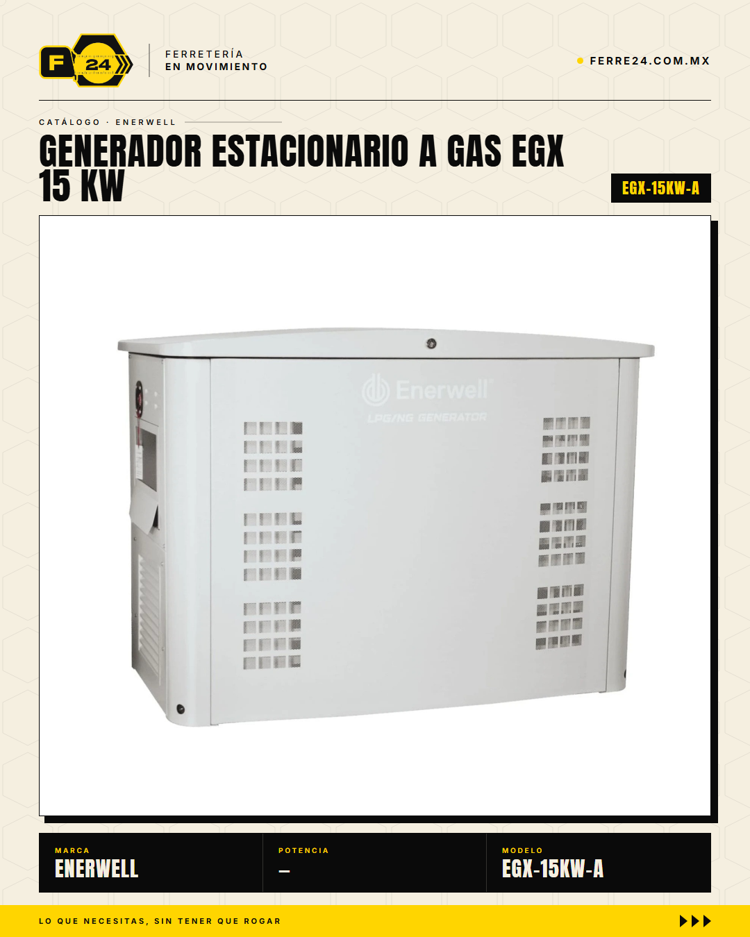 Generador Estacionario a Gas 15 kW — EGX · sec_002
