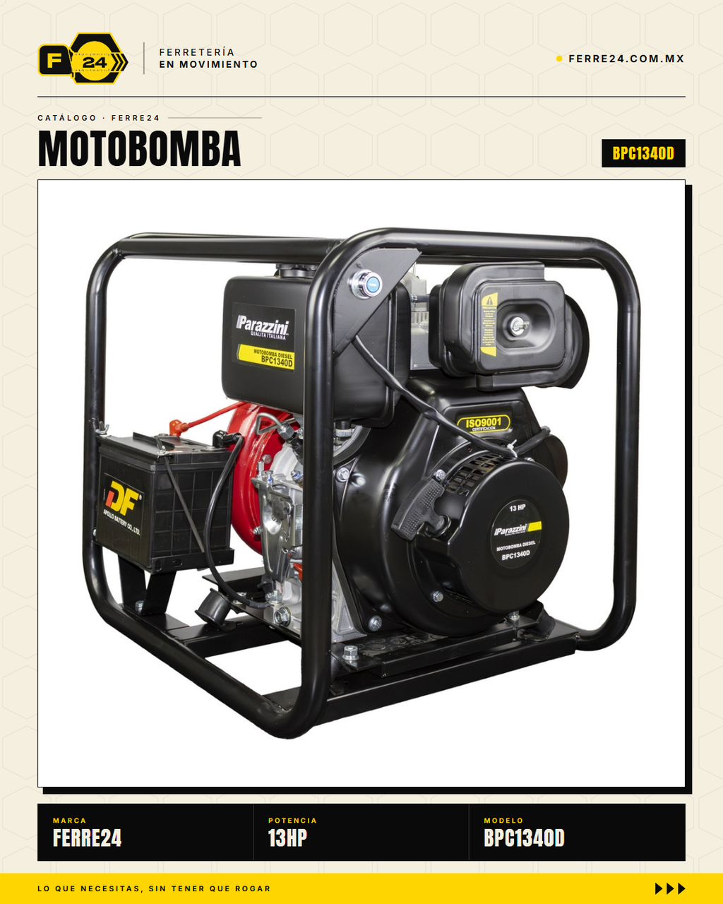 Motobomba Diésel Centrífuga 13 HP — 4", 2,010 L/min · sec_002
