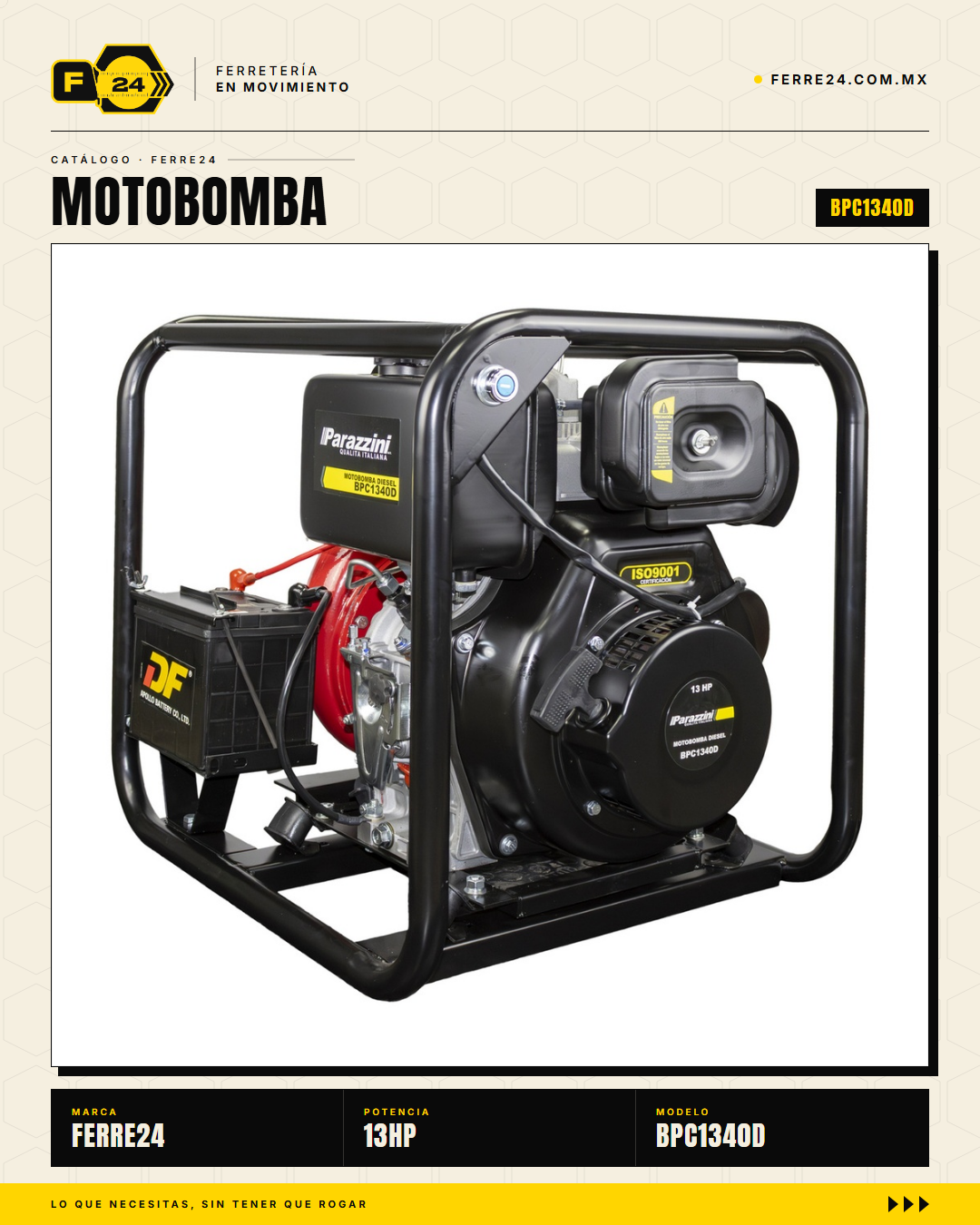 Motobomba Diésel Centrífuga 13 HP — 4", 2,010 L/min · sec_002