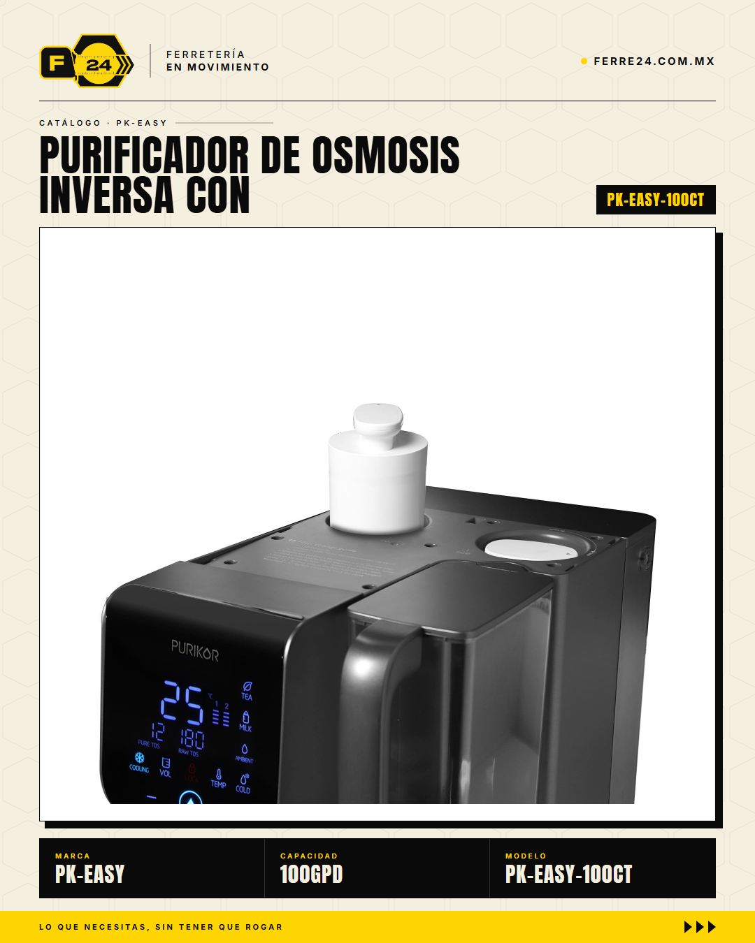 Purificador de Ósmosis Inversa 100GPD con Dispensador — PK-EASY 100CT · sec_002