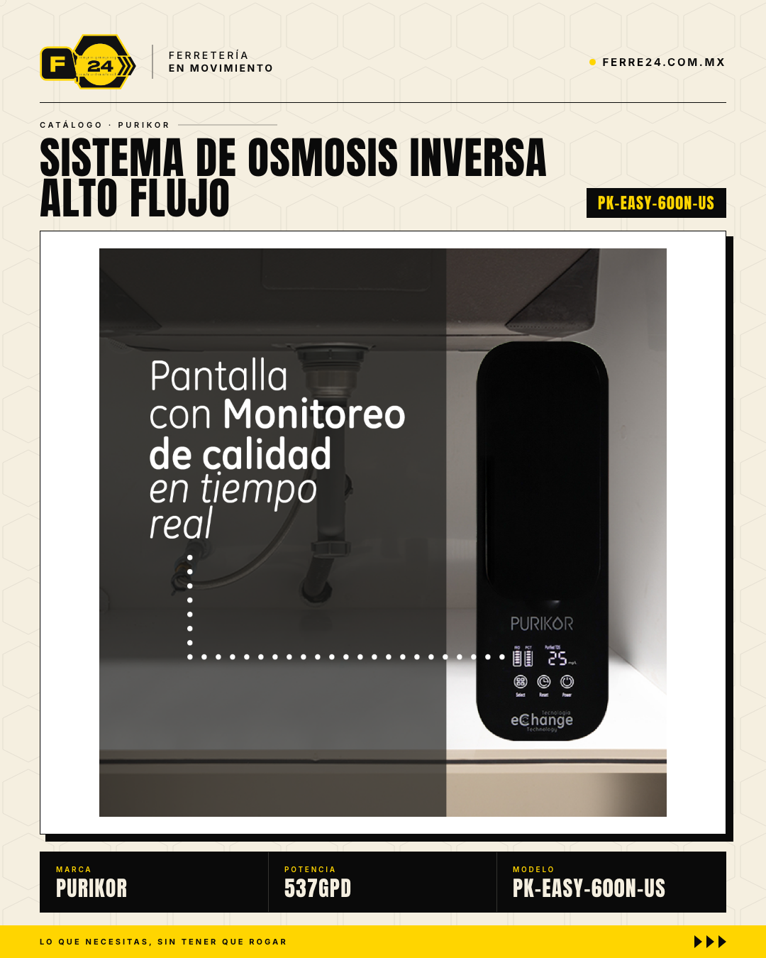 Sistema Ósmosis Inversa PURIKOR 537 GPD — 4 Etapas Sin Tanque · sec_002