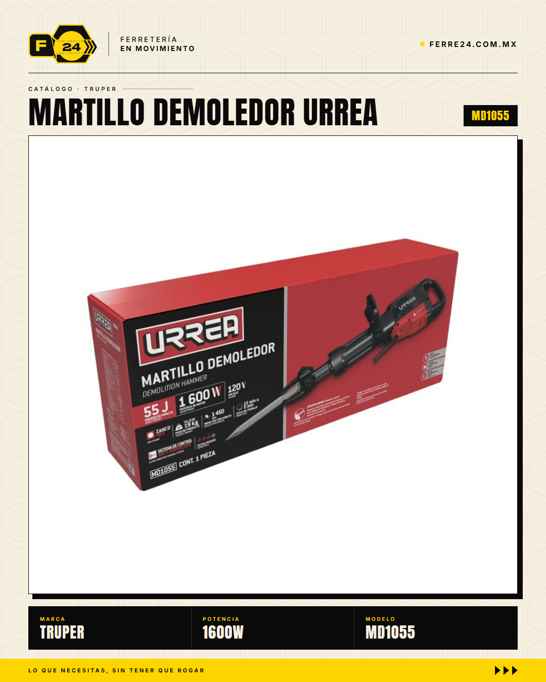 Martillo Demoledor Urrea MD1055 1600W 55J Anti-Vibración · sec_002