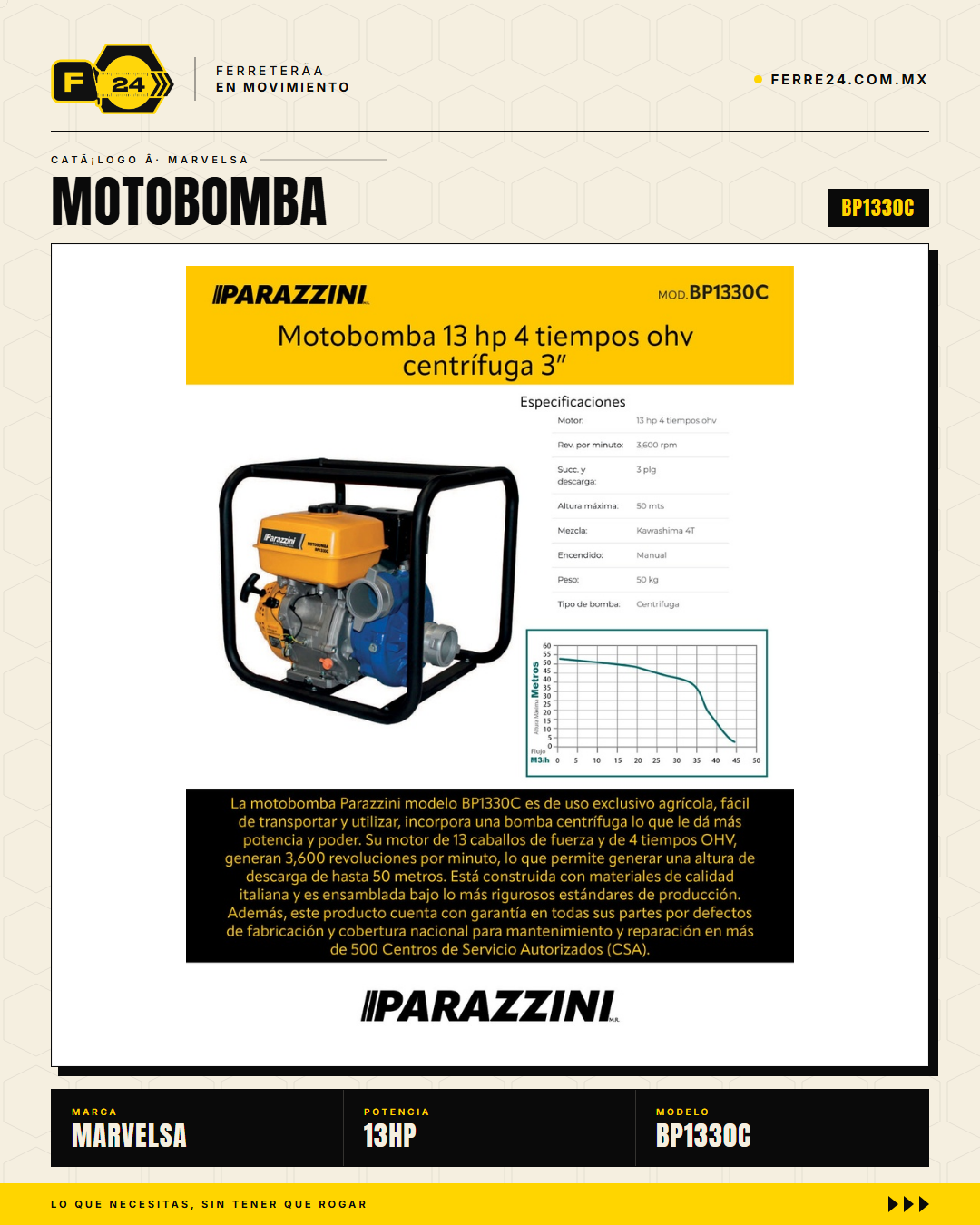 Parazzini BP1330C — motor 13HP 4T OHV