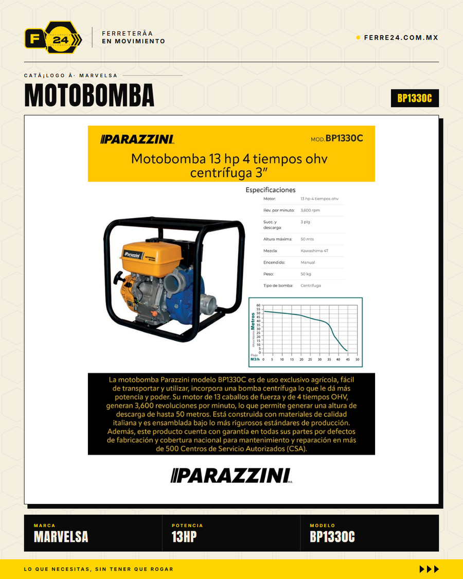 Parazzini BP1330C — motor 13HP 4T OHV