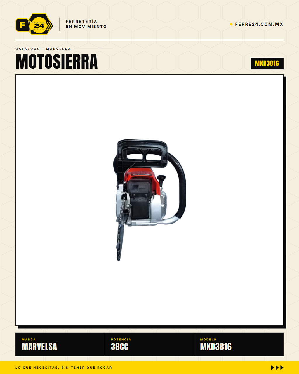 Motosierra Kawashima Dakota 38cc — Barra 16" con Kit Completo · sec_002
