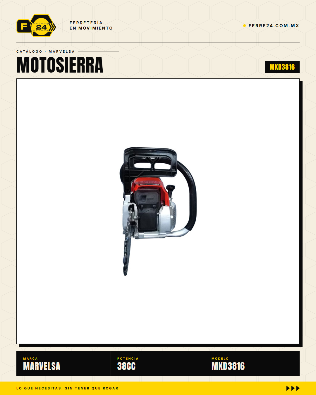 Motosierra Kawashima Dakota 38cc — Barra 16" con Kit Completo · sec_002
