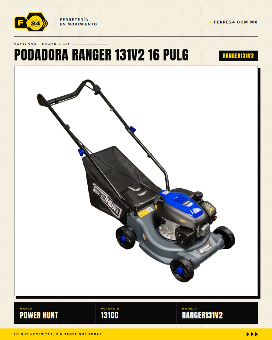 Podadora de Pasto 16" — 131 cc, Empuje Manual, Recolector de 35 L · sec_002