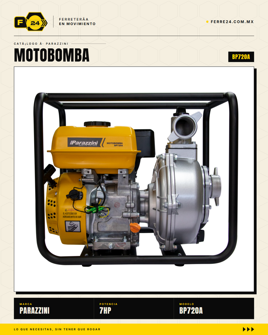 Motobomba Parazzini BP720A — 7 HP 2", 4 Tiempos OHV Gasolina · sec_002