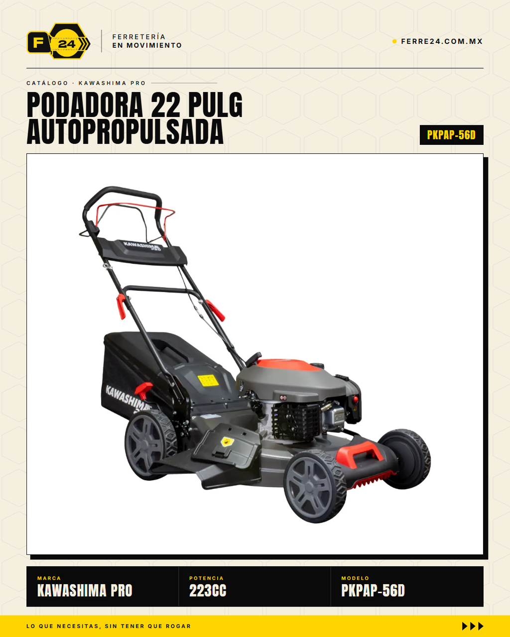 Podadora Autopropulsada 22" 223cc 3 en 1 - Kawashima Pro · sec_002