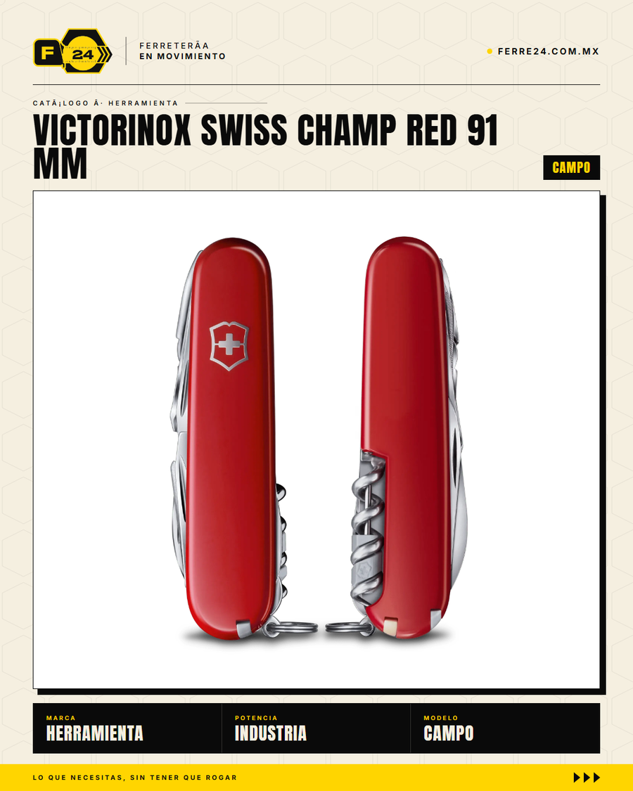 Victorinox Swiss Champ 91mm Rojo — Navaja Multiusos 33 Funciones — vista 002