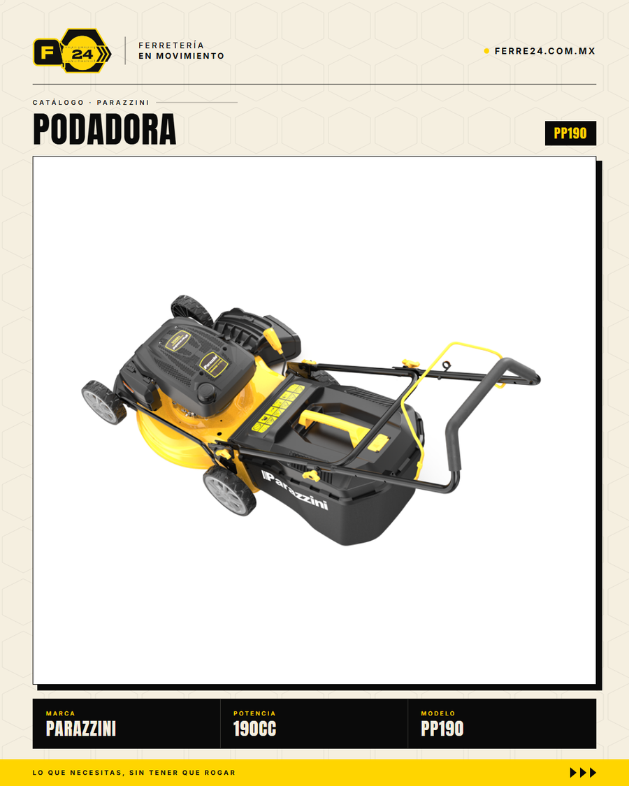 Podadora a Gasolina 190cc Parazzini Pro PP190 — Corte 21" y Bolsa 65L · sec_002
