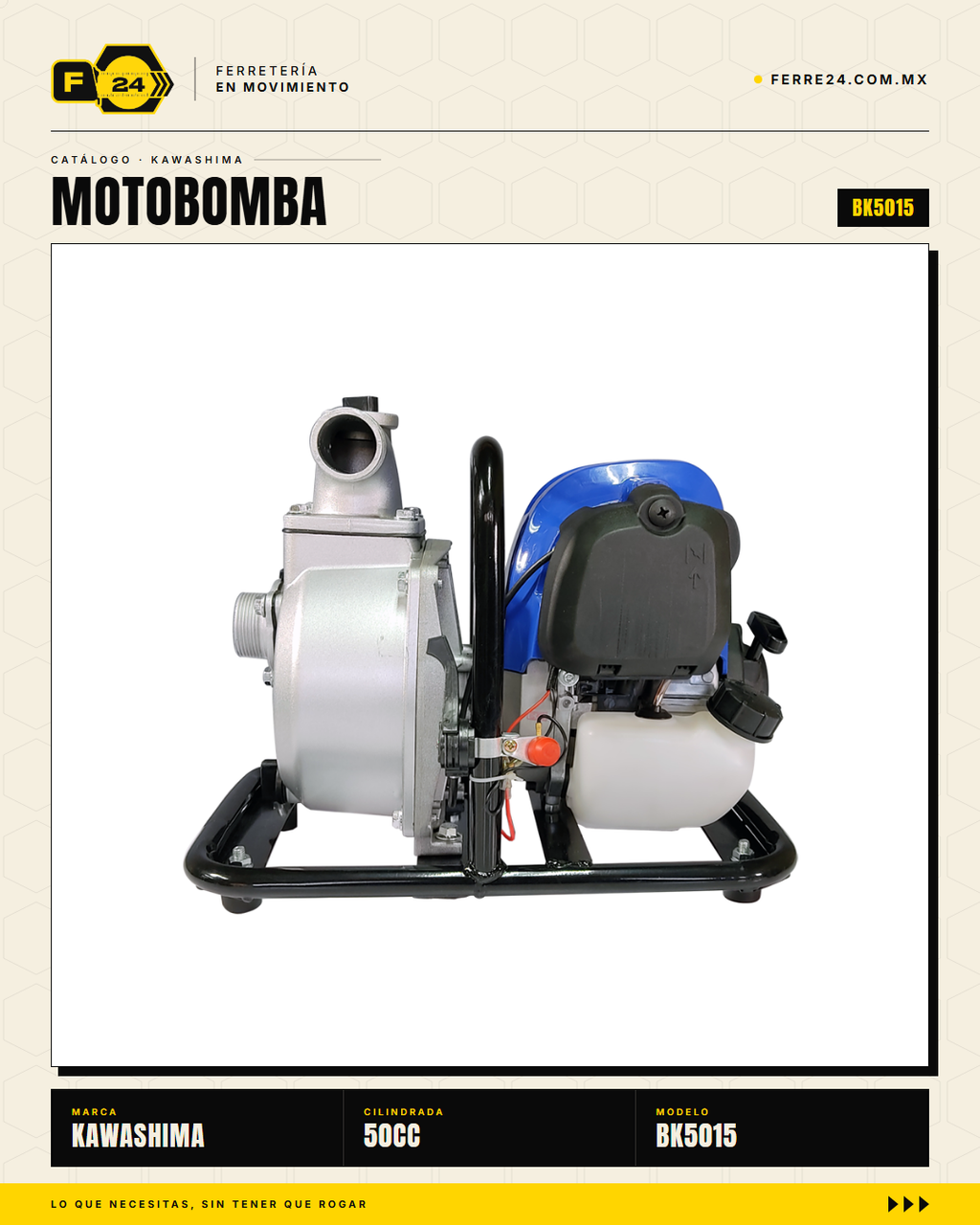 Motobomba Kawashima BK5015 50 cc — 1" y 1.5", 30 m · sec_002