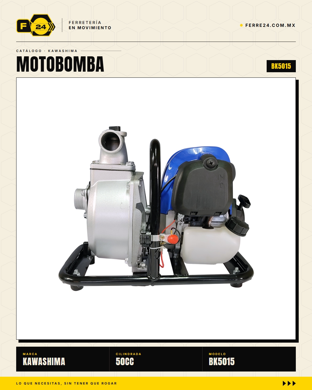 Motobomba Kawashima BK5015 50 cc — 1" y 1.5", 30 m · sec_002